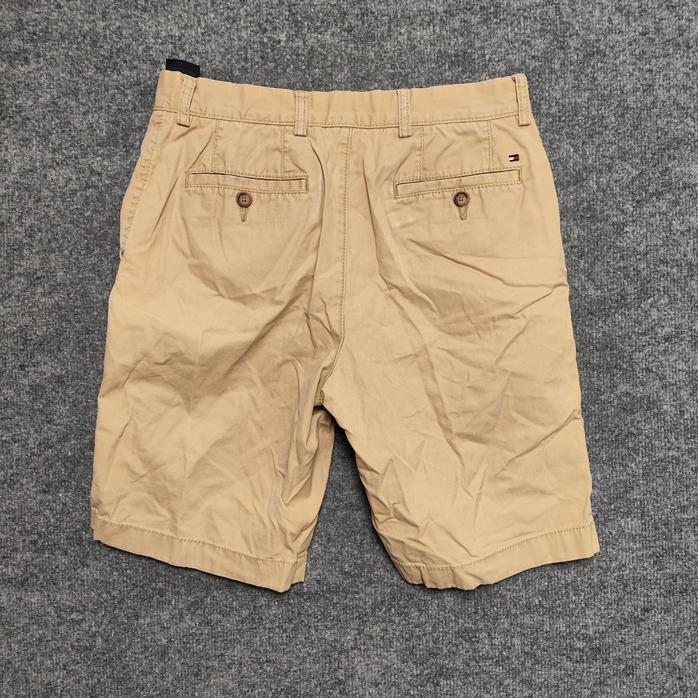 Tommy Hilfiger Shorts Mens 30 Beige Chino Cotton Twill Flat Front Casual Logo - Picture 7 of 12